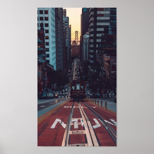 San Francisco Cable Car Sunset - Golden Gate Uitzi Poster (Voorkant)