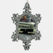 San Francisco Cable Car Tin Sneeuwvlok Ornament (Links)