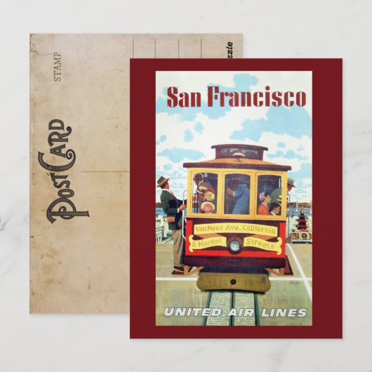  San Francisco Cable Car Travel Briefkaart (Voorkant / Achterkant)
