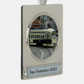 San Francisco Cable Car Verzilverd Banner Ornament (Rechts)