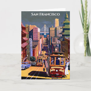 San Francisco Cable Car Vintage Travel Poster Kaart