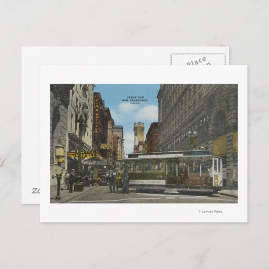San Francisco, CACable Car Turnround Uitzicht Briefkaart (Voorkant / Achterkant)