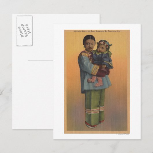 San Francisco, CAChinese Vrouw & Baby Briefkaart (Voorkant / Achterkant)