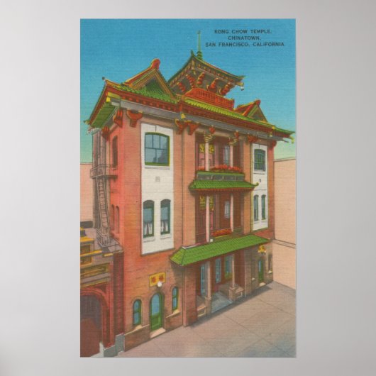 San Francisco, CAKong Chow Temple in Chinatown Poster (Voorkant)