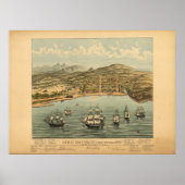 San Francisco Cal. 1847 Antiek panoramische kaart Poster (Voorkant)