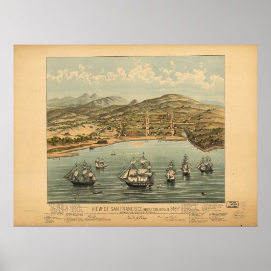 San Francisco California 1846 Panoramic Map Poster (Voorkant)