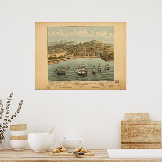 San Francisco California 1846 Panoramic Map Poster (Keuken)