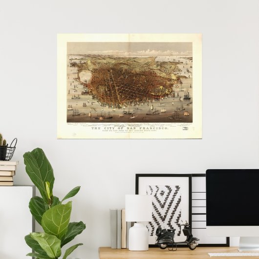 San Francisco California 1878 Panoramic Map Poster (Thuiskantoor)