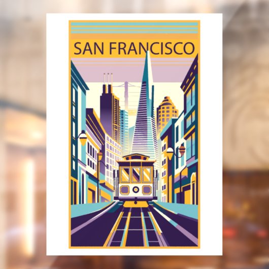 San Francisco California Art Deco Raamsticker (Vel 2)