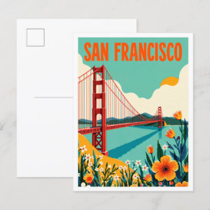 San Francisco California Art Illustration Travel Briefkaart