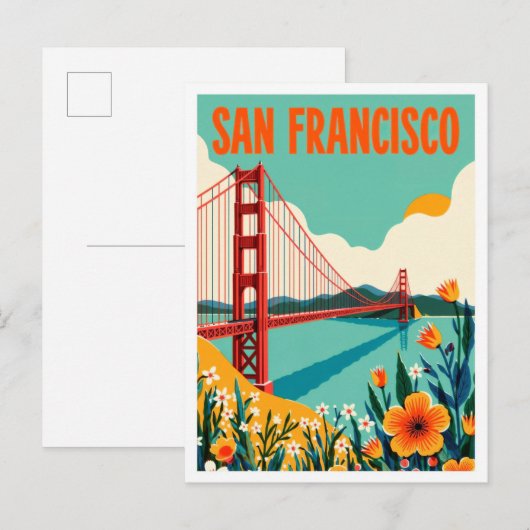 San Francisco California Art Illustration Travel Briefkaart (Voorkant / Achterkant)