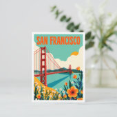San Francisco California Art Illustration Travel Briefkaart (Staand voorkant)