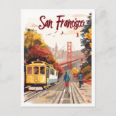 San Francisco California Art Vintage Travel Briefkaart (Voorkant)