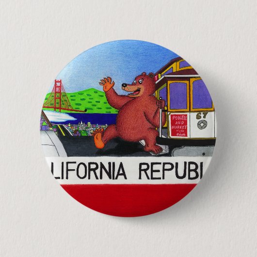 San Francisco California Beer Flag 2 Ronde Button 5,7 Cm (Voorkant)