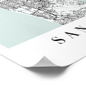 San Francisco California Blue Water Street Map Poster (Hoek)