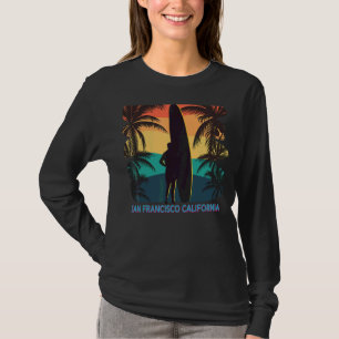 San Francisco California Ca Palm Tree Surfboard Su T-shirt