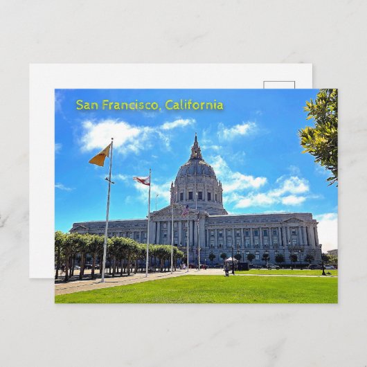 San Francisco California City Hall Briefkaart Note (Voorkant / Achterkant)