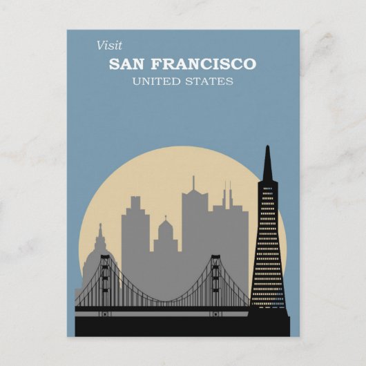  San Francisco California City Skyline Briefkaart (Voorkant)