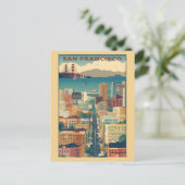 San Francisco California City Skyline Briefkaart (Staand voorkant)
