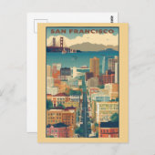 San Francisco California City Skyline Briefkaart (Voorkant / Achterkant)