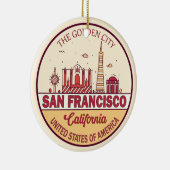 San Francisco California City Skyline-embleem Keramisch Ornament (Rechts)