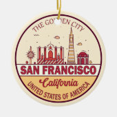 San Francisco California City Skyline-embleem Keramisch Ornament (Voorkant)