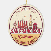 San Francisco California City Skyline-embleem Keramisch Ornament (Links)