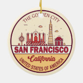 San Francisco California City Skyline-embleem Keramisch Ornament (Achterkant)