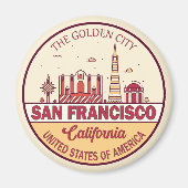 San Francisco California City Skyline-embleem Magneet (Voorkant)
