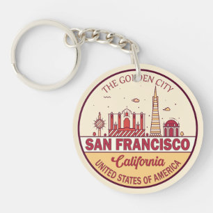 San Francisco California City Skyline-embleem Sleutelhanger