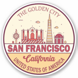 San Francisco California City Skyline-embleem Sticker