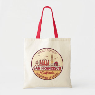 San Francisco California City Skyline-embleem Tote Bag