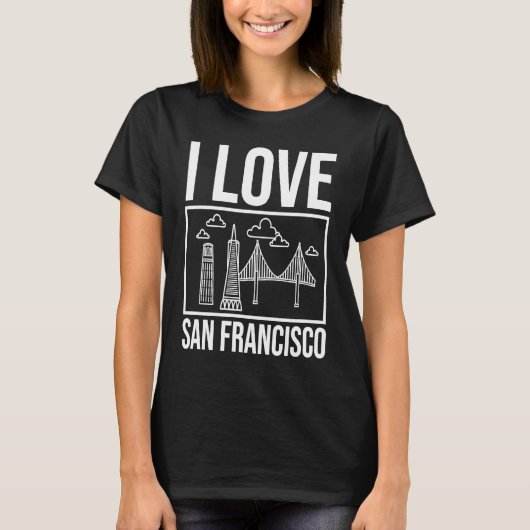 San Francisco California City Skyline Map Travel T-shirt (Voorkant)