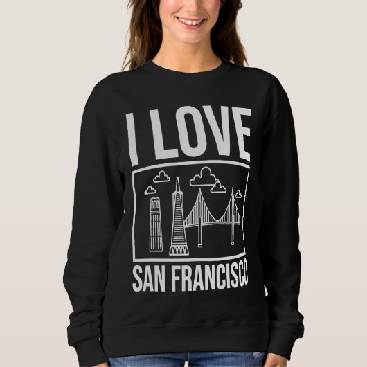 San Francisco California City Skyline Map Travel Trui (Voorkant)