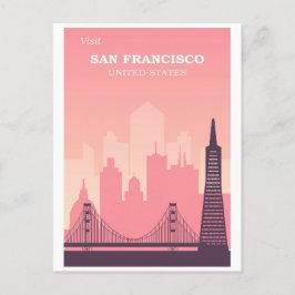  San Francisco California City Skyline Roze Briefkaart