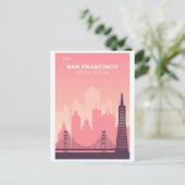  San Francisco California City Skyline Roze Briefkaart (Staand voorkant)