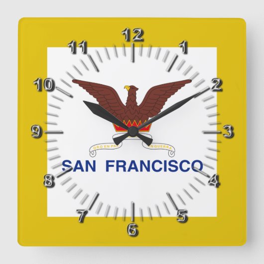 San Francisco (California) flag Large Clock Vierkante Klok (Voorkant)