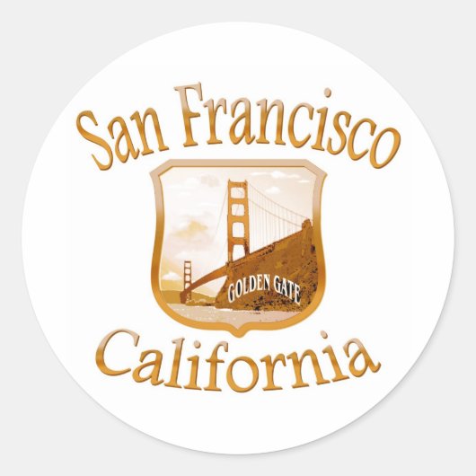 San Francisco California Gold Ronde Sticker (Voorkant)