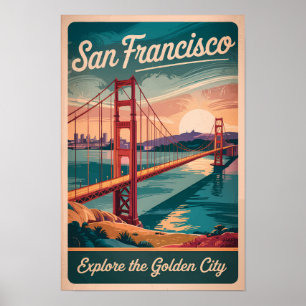 San Francisco California Golden Gate Bridge Reizen Poster