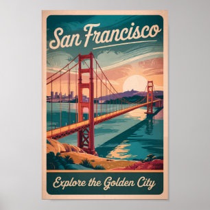 San Francisco California Golden Gate Bridge reizen Poster