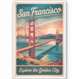 San Francisco California Golden Gate Bridge reizen Sticker