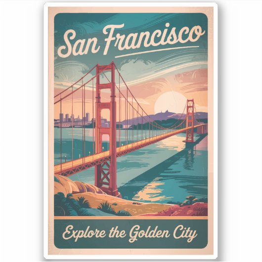 San Francisco California Golden Gate Bridge reizen Sticker (Voorkant)
