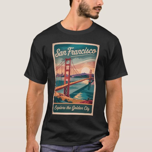 San Francisco California Golden Gate Bridge reizen T-shirt (Voorkant)