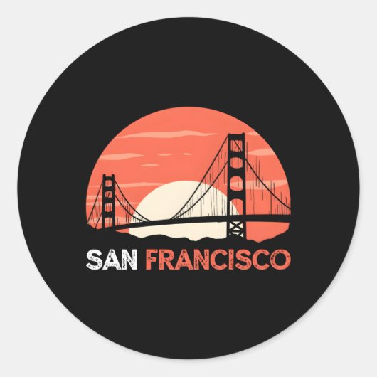 San Francisco California Golden Gate Bridge Ronde Sticker (Voorkant)