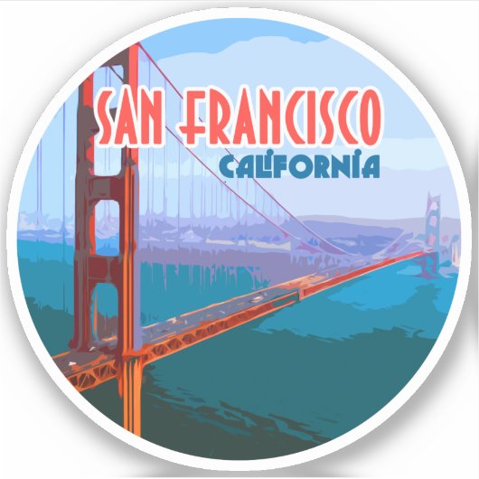 San Francisco California Golden Gate Bridge Sticker (Voorkant)