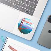 San Francisco California Golden Gate Bridge Sticker (Laptop met iPhone)