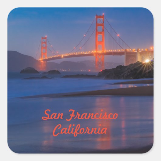 San Francisco California Golden Gate Bridge Vierkante Sticker (Voorkant)