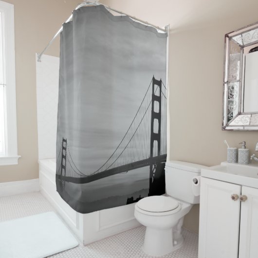 San Francisco California Golden Gate Cool B&W Douchegordijn (In situ)