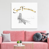 San Francisco, California Grey Gold Canvas Afdruk (Insitu (Woonkamer))