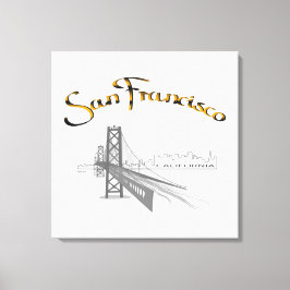 San Francisco, California Grey Gold Canvas Afdruk
